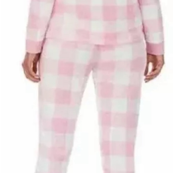 Jane and Bleecker Ladies Silky Stretch Fleece Pajama Set Pink Medium - Picture 5 of 5